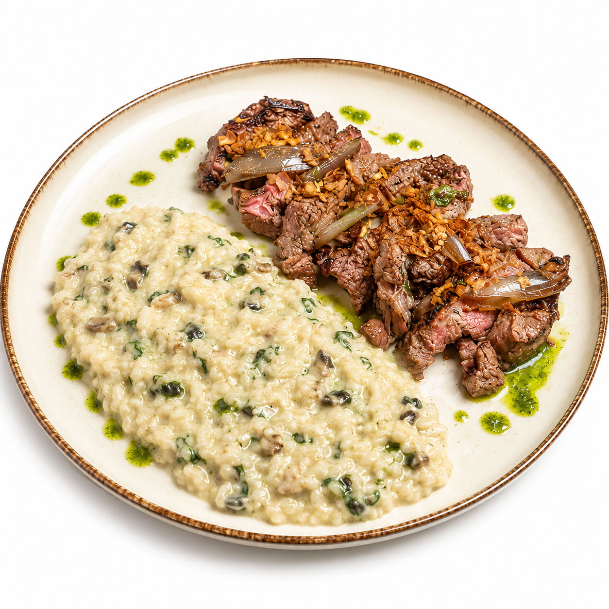 Risotto de Setas con Entrecot